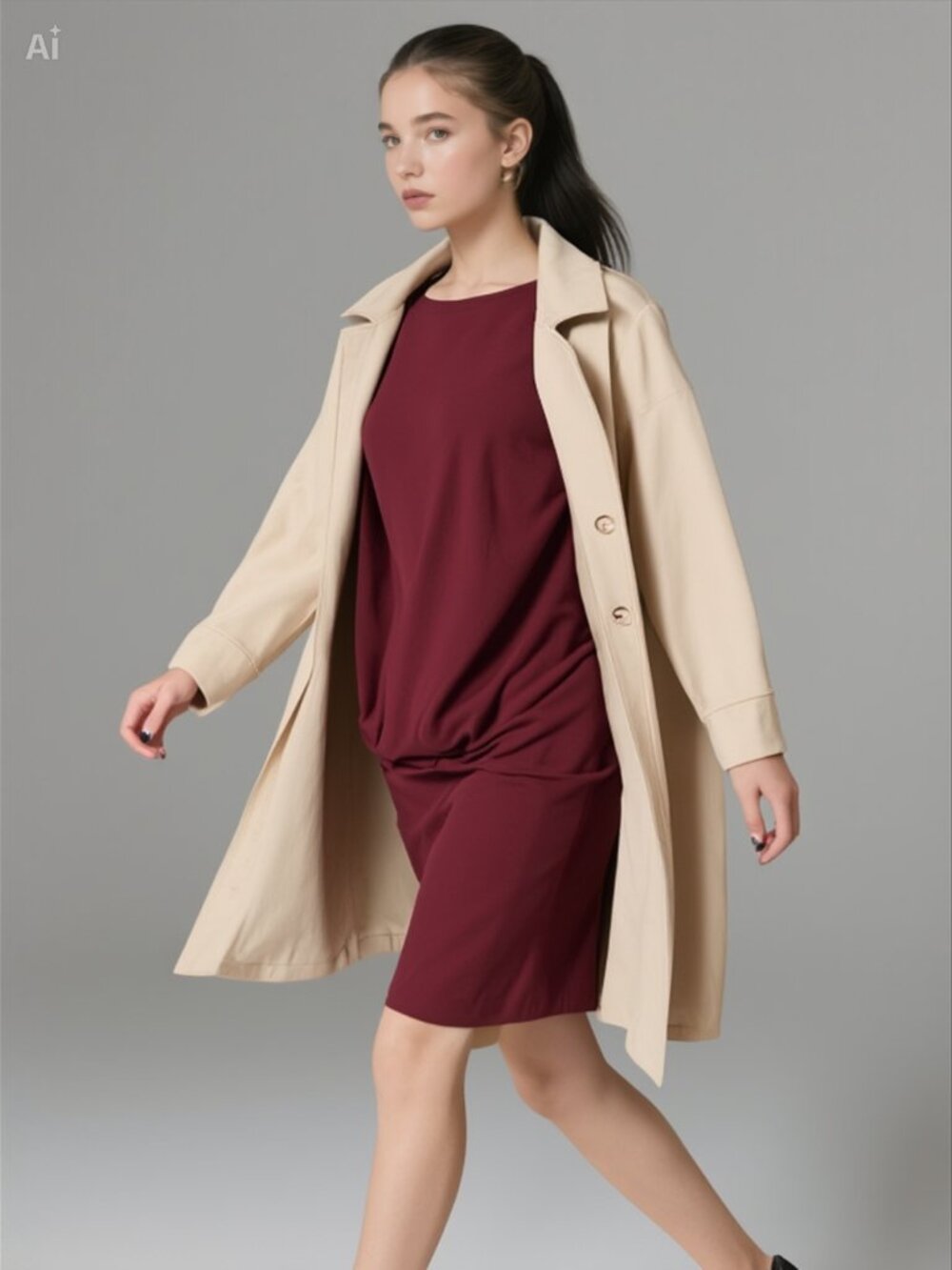 NWT Marie Claire Burgundy Dolman Sleeve Dress -size L✨